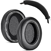Aiivioll 2-in-1 WH-XB910N Replacement Earpads/Silicone Headband Pad for Sony WH-XB910N Headphones, Protein Leather Cushions with Memory Foam, Silicone Zipper Headband Protector Cover (Black)