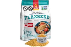 Canadian Made Cold Milled Golden Roasted Flaxseed (42oz/1.2Kg) – Vegan, Non-GMO, Gluten-Free – Omega-3 & Fiber-Rich Linseed M