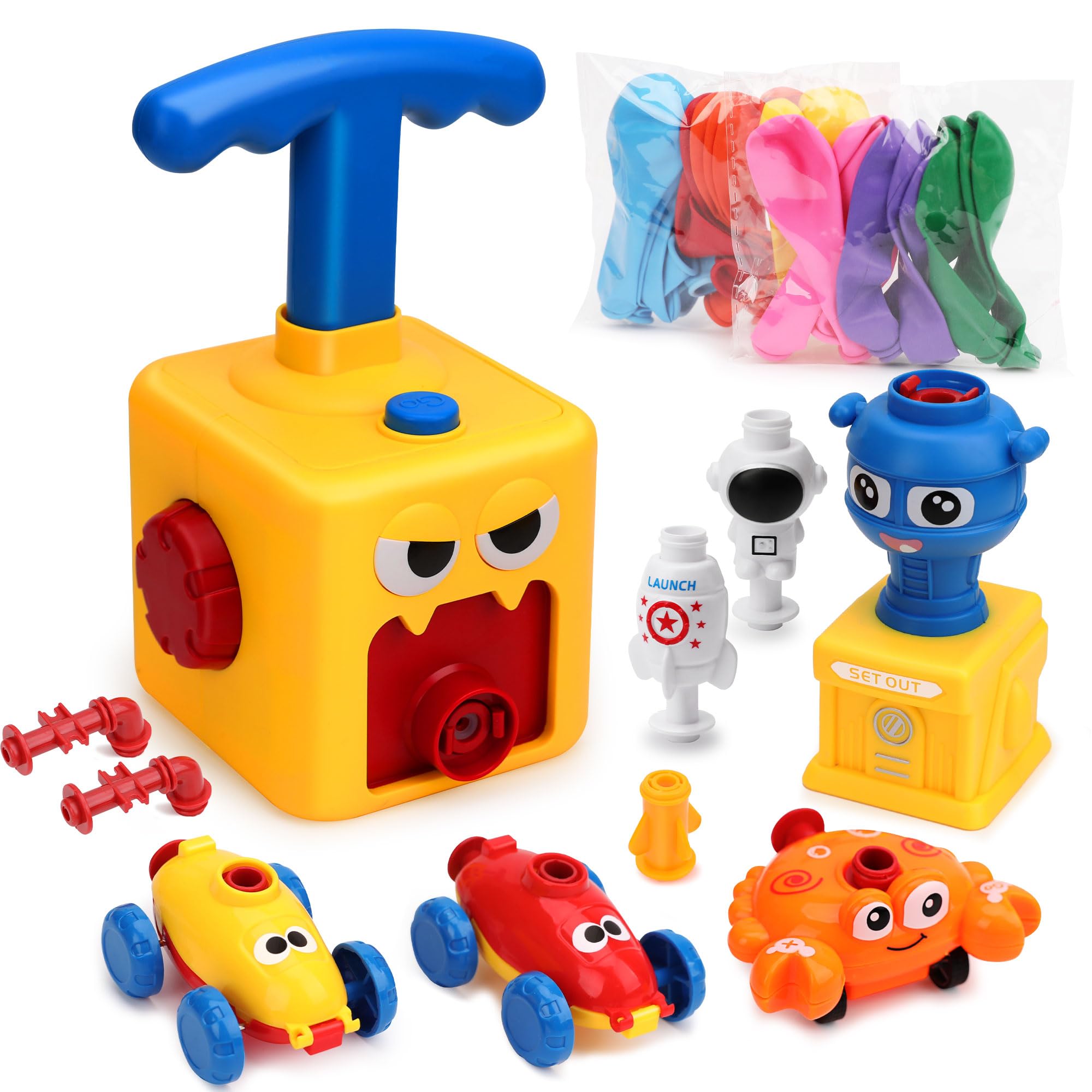 Photo 1 of Balloon launcher Toy Set,Balloon Powered Cars, Inertial Balloon Car, Creative Inflatable Balloon Pump Racing Car,Scientific Experiment Intelligence Education Preschool Children's toys.(24PCS Balloon)