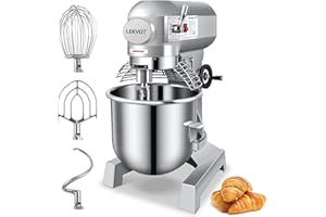 LEEVOT 15Qt Commercial Food Mixer, Commercial Dough Mixer 600W 2-Speeds Adjustable, Heavy Duty Electric Stand Mixer with Stainless Steel Bowl for Kitchenaid and Pizzeria (Simple)