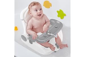Obee Odee Baby Bath Seat with Sitting & Lying 2 Modes, 3-Speed Adjustment, Powerful Suction Cups, Infant Bathtub Chair with Washable Pillow, Folding and Hanging