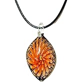 Handblown Murano Style Glass Necklace, Colorful Large Pendant, Murano Glass Inspired Jewlery, Gifts for Women Girls Christmas