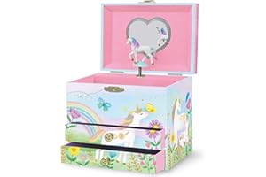 Giggle & Honey Musical Jewelry Box for Girls,Unicorn Toys for Girls 4-6, Easter Gifts for Kids, 6.8 x 5.3 x 6 in