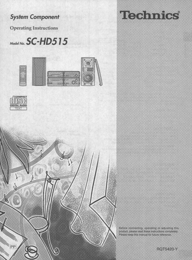 Amazon - Technics SC-HD515 SE-HD515 ST-HD515 SL-HD515 RS-HD515 Owners  Manual Reprint [Plastic Comb] [Jan 01, 1900] Every Instruction Manual: Books