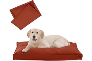 VENESSCO Dog Bed Covers Replacement Washable, Waterproof Dog Bed Cover with Zipper, 36Lx27Wx3H inch Durable Oxford Pet Bed Cover for Outdoor/Indoor Use, Cover Only, Tangerine