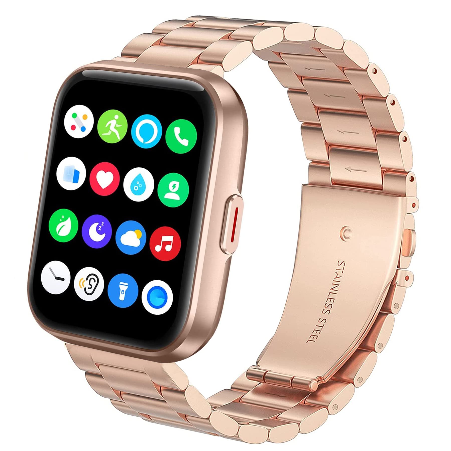 for Aeac ID208 smartwatch Band,Quick Release Stainless Steel Metal Replacement Straps Compatible with ENOMIR 1.7/Aeac 1.7" ID208/SKG V7 PRO/ENGERWALL ID208BT/Konitee ID208BT Watch/TOZO S2/Gydom/Oraimo