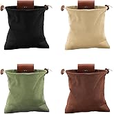 4 Pack Outdoor Foraging Bag, Collapsible Waxed Canvas Bag, Leather Foraging Pouch Basket for Camping, Hiking Hunting, Grocery Storage, 4 Colors