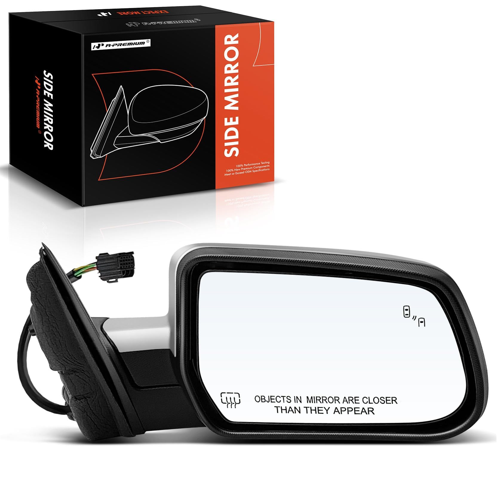 Photo 1 of A-Premium Passenger Side Power Door Mirror - Compatible with Chevrolet Equinox 2016-2017 & GMC Terrain 2015-2017 - Heated Manual Folding Chrome Outside Rear View Mirror w/Blind Spot Detection