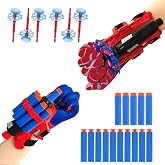 2 Set Spider Web Shooters for Kids, Superhero Fans Web Shooters, Wrist Launcher Toy Set with Spider Hero Gloves Spider Cosplay Party Supplies Birthday Gift for Kids