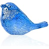 LONGWIN Glass Birds Figurines Decor for Home, Handmade Miniature Small Crystal Bird Gifts Animal Collectible Figuirne