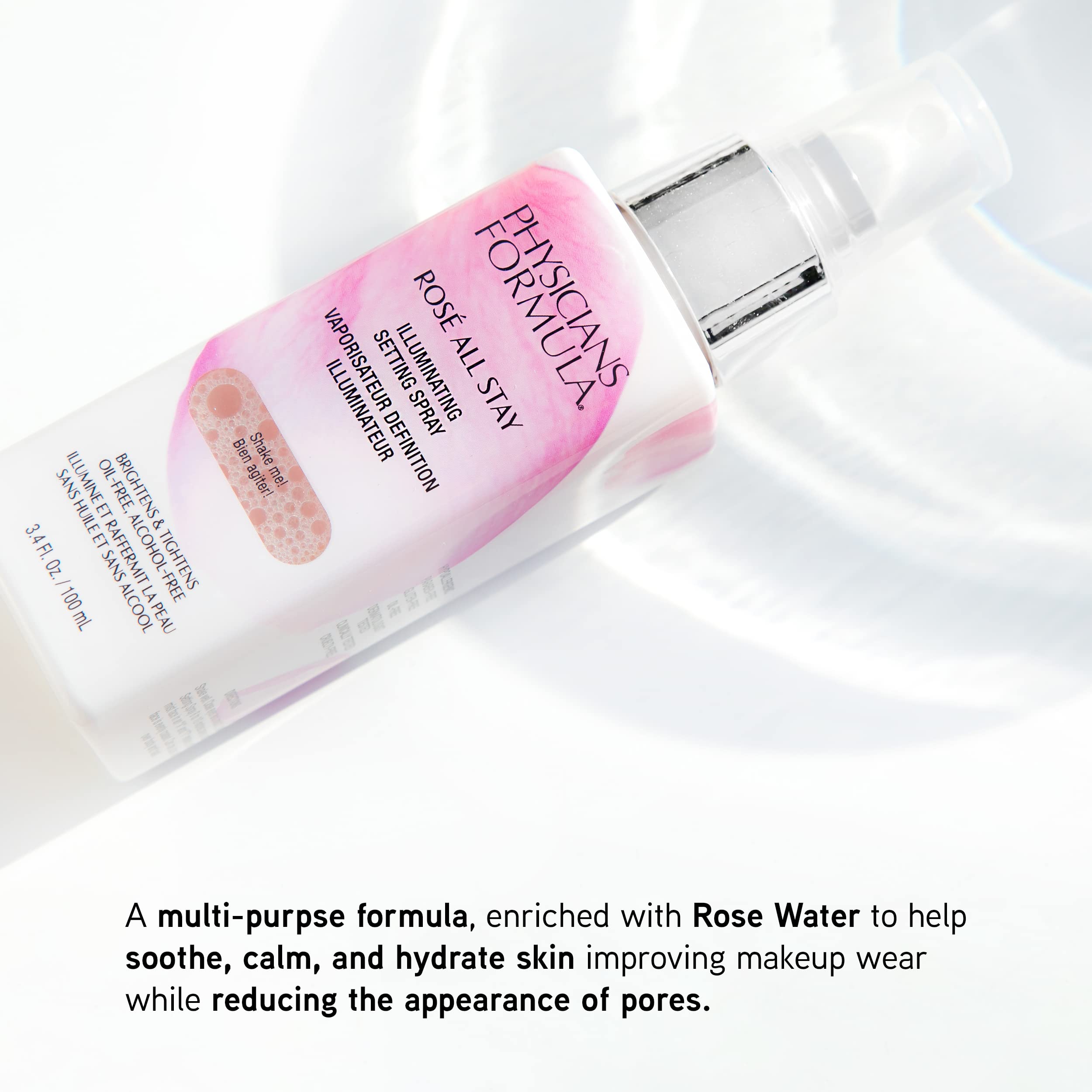 Physicians Formula Rosé All Stay Illuminating Setting Spray For Makeup, Oil-Free, Alcohol-Free, Antioxidants | Dermatologist Tested, Clinicially Tested