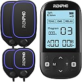 RENPHO TENS Unit Muscle Stimulator, 60 Programs EMS Unit for Back Pain Relief, Rechargeable TENS Machine with 20 Intensities, Muscle Growth Massager for Sciatica Shoulder Neck 8 Electrodes Pads