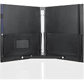 MUQING Large Black Choral Music Folders, 3 Ring Choir Music Binder | PU Material, Hand Strap, Retention Strap, For Stage Performance, Piano Playing and Choir Singer