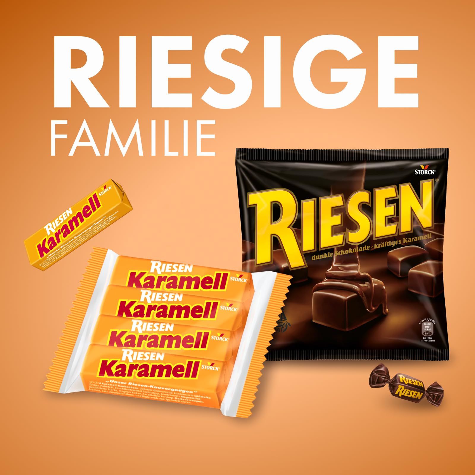 Karamell RIESEN – 80 x 29 g Stangen – Karamell-Kaubonbons mit intensivem Karamellgeschmack – Toffees einzeln verpackt 5