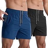 Lempue 2 Pack Mens Athletic Shorts 5 Inch Quick Dry Gym Workout Shorts Men Lightweight Sports Running Shorts with Pockets