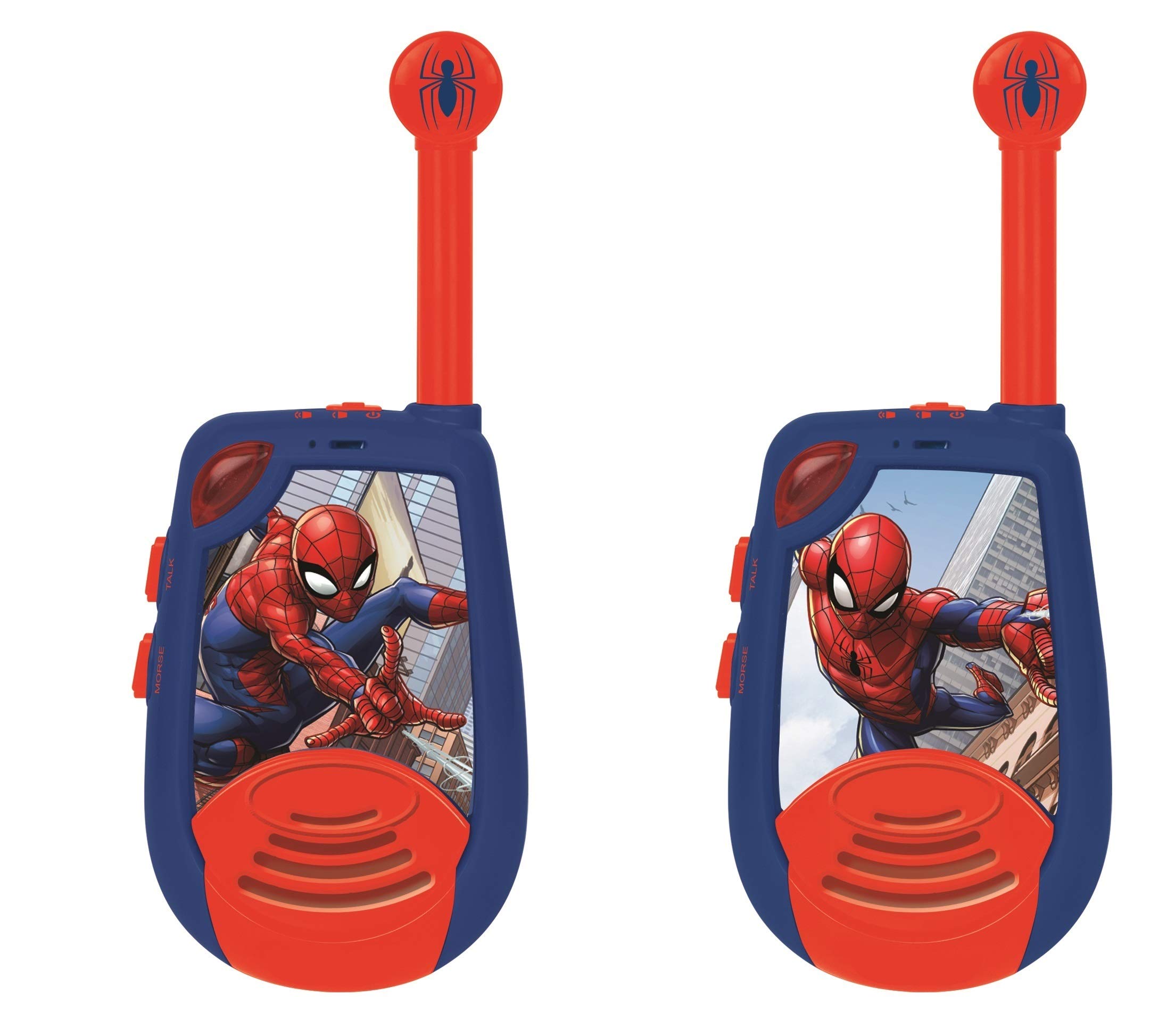LEXIBOOK, Spider-Man, Digital Walkie-Talkies for children, 2 km transmission range, Morse Light function, Belt clip for transport, Battery operated, Blue/Red, TW25SP