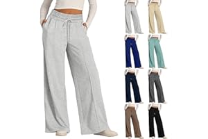 Lainuyoah Oversized Wide Leg Sweatpants Women Elastic Drawstring Baggy Straight Leg Open Bottom Lounge Comfy Joggers Trousers