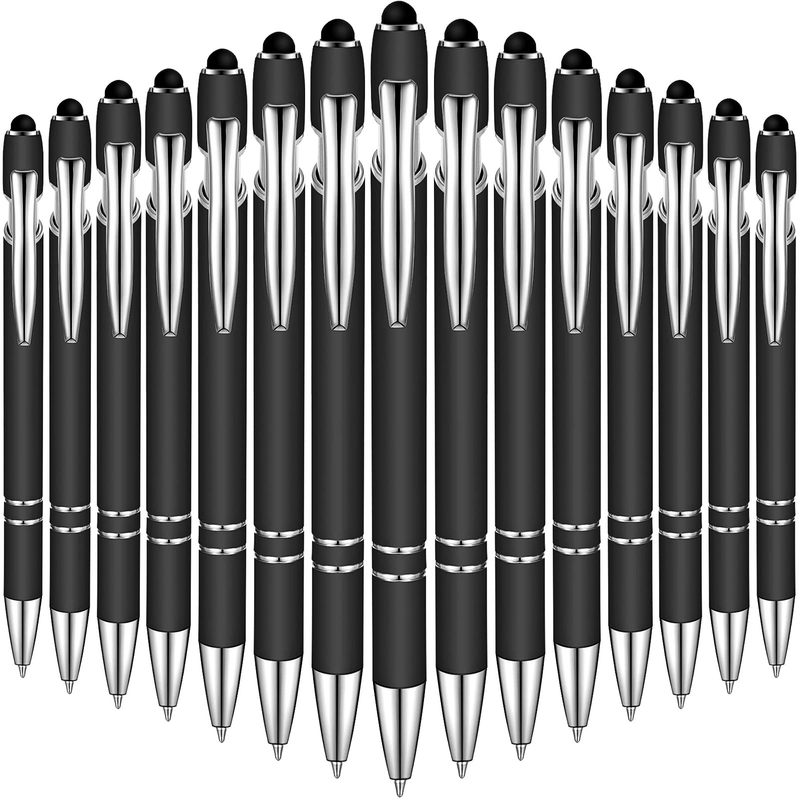 Photo 1 of Zonon 38 Pieces Rubberized Ballpoint Pen with Stylus Tip Stylish Metal Pen Capacitive Styli with Soft Rubberized Grip, Black Ink for Most Devices(Black)