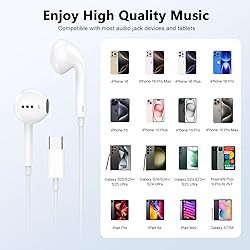 2 Pack USB C Headphones for iPhone 17 16 15, Type C