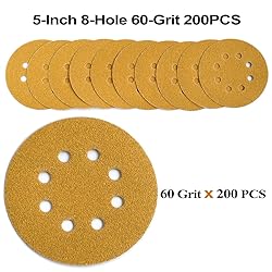 Aiyard 5-Inch 8-Hole Hook and Loop Sanding Discs 60
