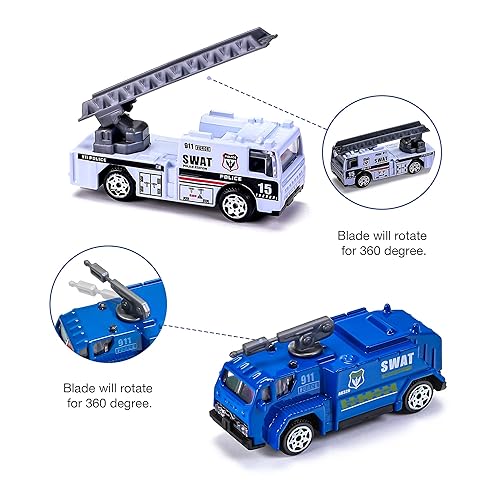 DUNRIOG TOYS 14 Pack Die-cast Police Rescue Truck Vehicles Sets,6