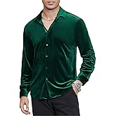 Alex Vando Mens Velvet Shirts Regular Fit Long Sleeve Soft Stretch Casual Button Down Shirt