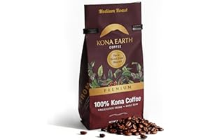 KONA EARTH 100% Kona Premium Coffee, Medium Roast, Whole Bean, (8oz) Farm-Direct Authentic Hawaiian Kona Coffee beans from Hawaii’s Big Island, Micro-Batch-Roasted