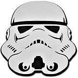 SW Stormtrooper Pilot Helmet Plastic Auto Emblem - [Silver][3'' x 3 1/4'']