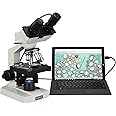 OMAX 40X-2500X Lab Binocular Compound LED Microscope with Double Layer Mechanical Stage and Digital Camera M82EZ-C02