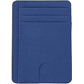 PATIKIL Minimalist Slim Wallet, Leather Front Pocket RFID Blocking Wallet Credit Card Holder Money Clip with ID Window for Men & Women, Blue