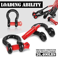 Jamiikury 2 Pcs Shackles 1/2" D Ring Shackle 12 Ton