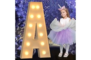 Mixifox Marquee Light Up Letters, 4FT Marquee Letters, Large Light Up Letter for Party Decor, Mosaic Balloon Frame, Cardboard Letter for Birthday Wedding Engagement Party Decorations, Giant Letter A