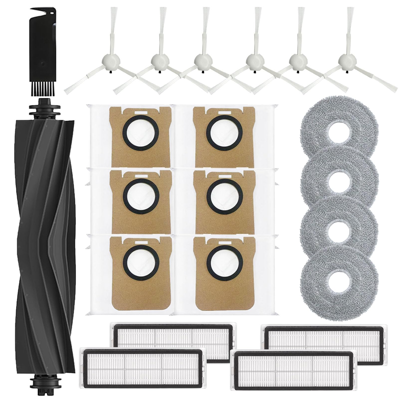 Photo 1 of 21 Pcs Replacement Parts Compatible for Dreame L10 Ultra / L10s Ultra Robot Vacuum Accessories Kit, 1 Main Brush, 4 HEPA Filters, 6 Dust Bags, 4 Mop Pads, 6 Side Brushes
