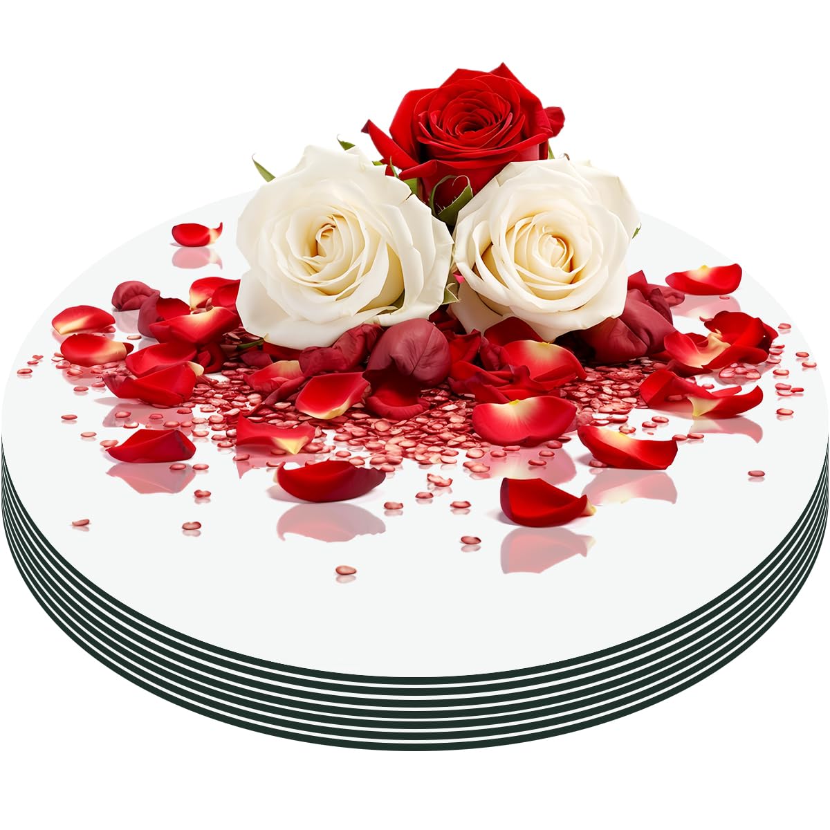 Photo 1 of 12" 10PCS Round Mirrors for Centerpieces, Circle Mirror Centerpieces for Tables, Acrylic Mirror Tiles for Wall Table Wedding Centerpieces Mirror Plates for Candle Birthday Decorations DIY Craft