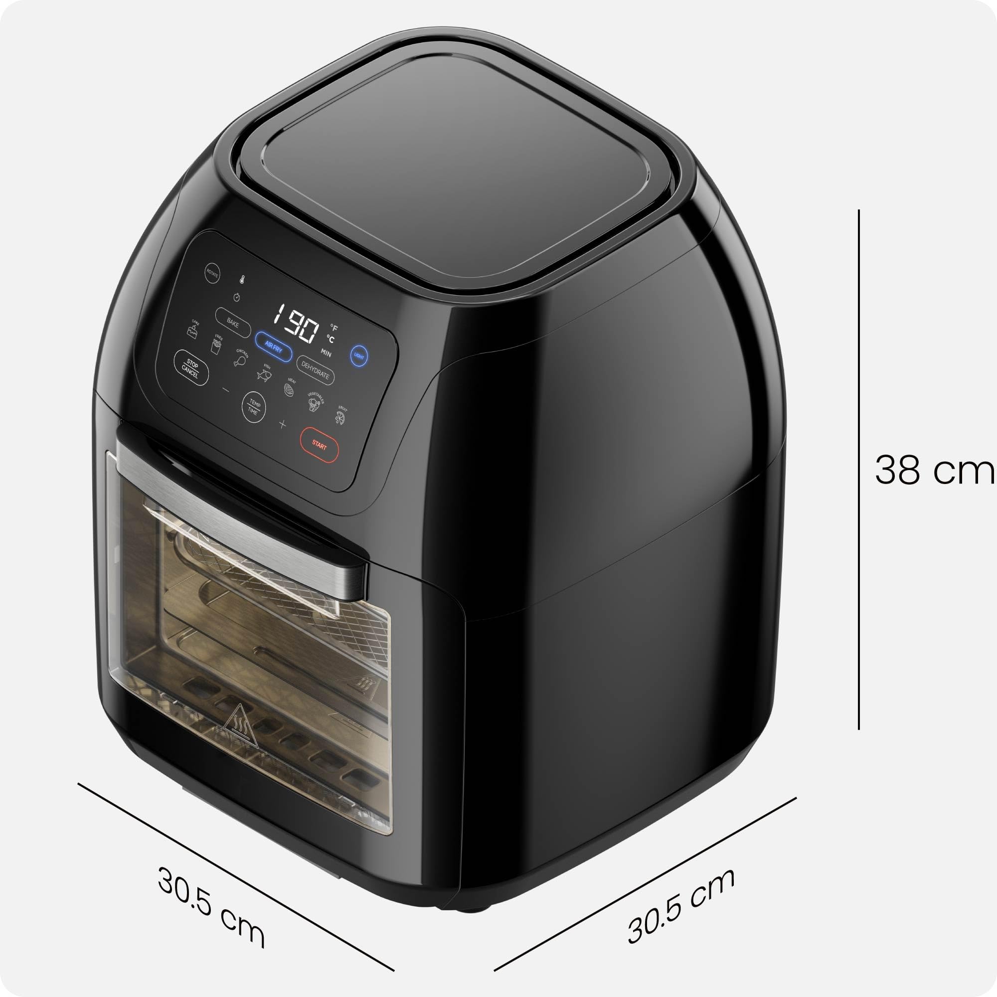 Chefman Multifunktionale Digitale Heißluftfritteuse + Rotisserie, Dörrautomat, Konvektion, 17 Touchscreen-Voreinstellungen, XL 10L Familiengröße, Automatische Abschaltung, Großes Sichtfenster, Schwarz 9