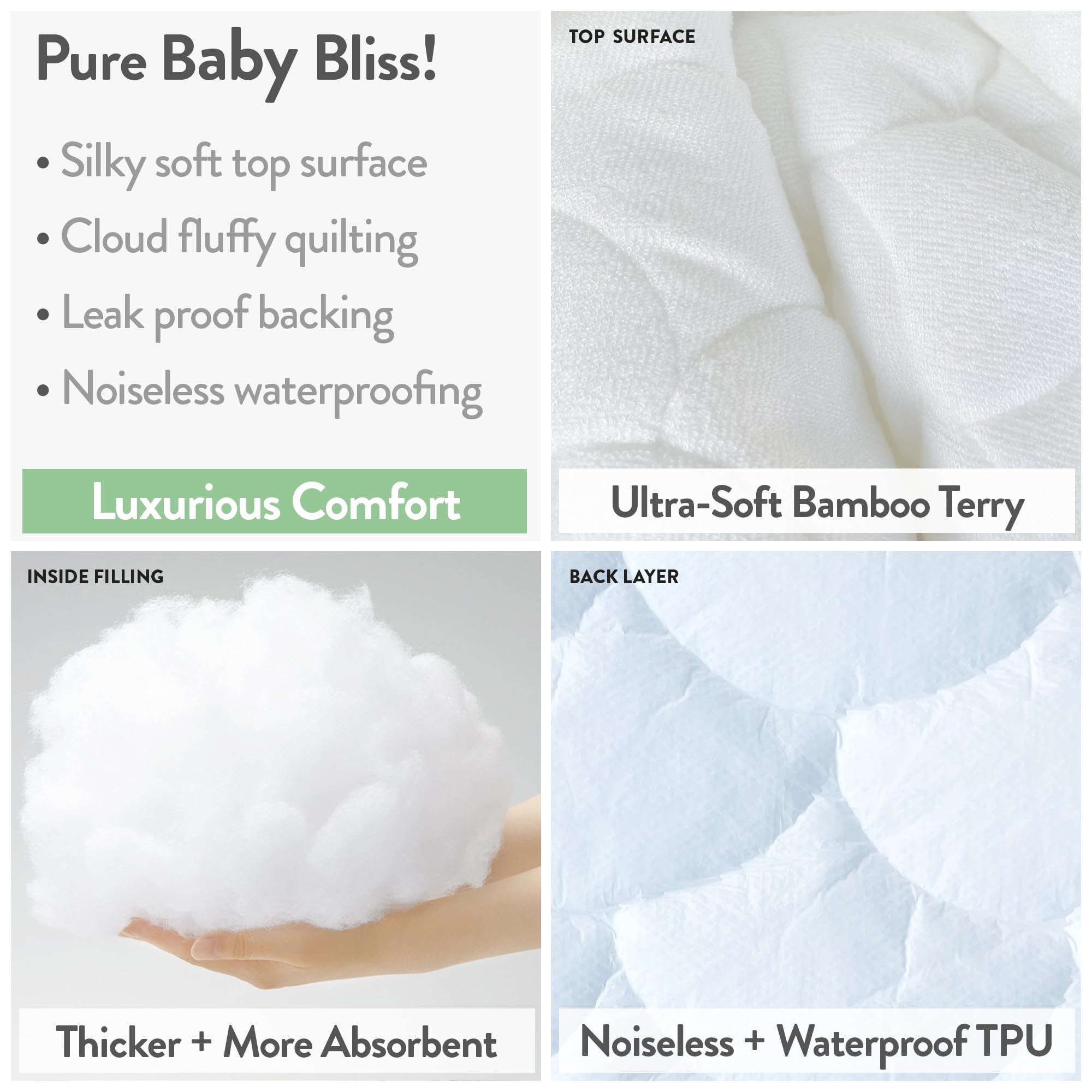 Joey + Joan Waterproof Pack and Play Mattress Pad Protector Cover – Compatible with Graco Pack n Play – 2 Pack Quilted Playard Sheets of Viscose Made from Bamboo – 27