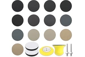 201 Pieces 3 Inch Sandpaper, SIJDIEE Wet Dry Sanding Disc with Backing Pad and Soft Foam Buffering Pad, 60 to 10000 Grits Grinding Abrasive Sander Sheets for Wood Metal Mirror Jewelry Car