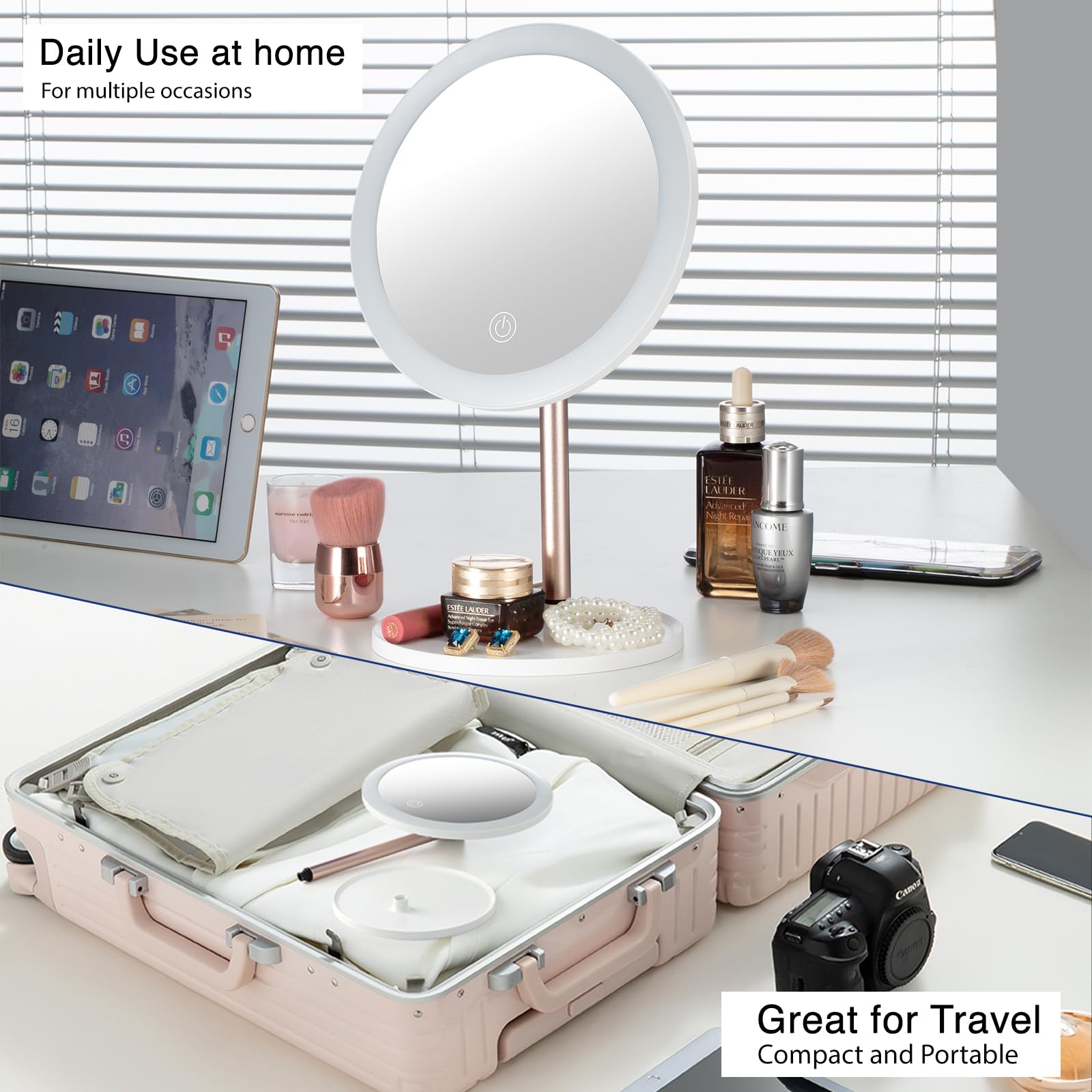 YEAKE Lighted Makeup Mirror,8.5