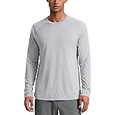 CRZ YOGA Crewneck Workout Long Sleeve Shirts for Men - Quick Dry Running Athletic T-Shirts Lightweight Basic Tops