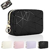 Playexen Small Makeup Bag for Purse, Small Cosmetic Bag with Ring Buckle & Inner Pockets, Portable Toiletry Makeup Pouch Purse for Travel Daily Use (Black)