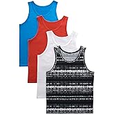 Hanes Originals Boys Tank Undershirts, Moisture Wicking Cotton Stretch, Assorted 4-Pack