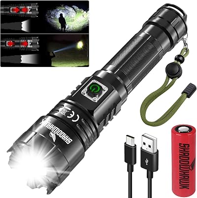Shadowhawk LED Torch S9322 500000 Lumens USB Type C Rechargeable XHP70.2 IP67