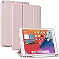 Arae for iPad 10.2 inch Case (9th Generation 2021) & (7th Generation 2019) & (8th Generation 2020) with Pencil Holder Auto Wake/Sleep Feature Standing Cover, Rosegold