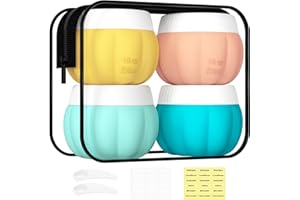 Redfly Travel Containers for Toiletries, TSA Approved Travel Size Containers, Silicone Jars for Creams, Leak-proof Essentials with Lid for Cosmetic