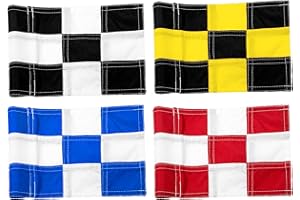 LUIVU Set of 4 Double Sided 8x6 Inches Checkered Golf Polyester Flag - Mini Practice Putting Green Flags for Yard in 420D Nylon - Small Banner Checkered with Tube Inserted - Standard Golf Flag for Backyard