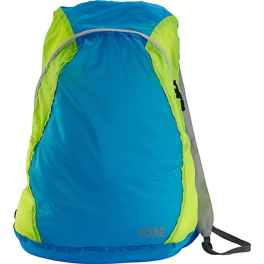 Lewis N. Clark Packable Daypack, Hiking Camping Backpack, Ditty Bag, Blue/Neon, One Size