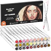 Shuttle Art 30 Colors Skin Tone&Hair Art Markers, Dual Tip Alcohol Based Flesh Color Marker Pen Set Contains 1 Blender Perfect for Kids & Adults Portrait,Comic, Anime, Manga, Illustration