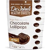 Dr. John&rsquo;s Sugar Free Candy, Healthy Lollipops with Zero Sugar, Low Calorie Snacks, Keto Friendly Hard Candy Sweets, Chocolate Oval, 60 Count, 1 LB