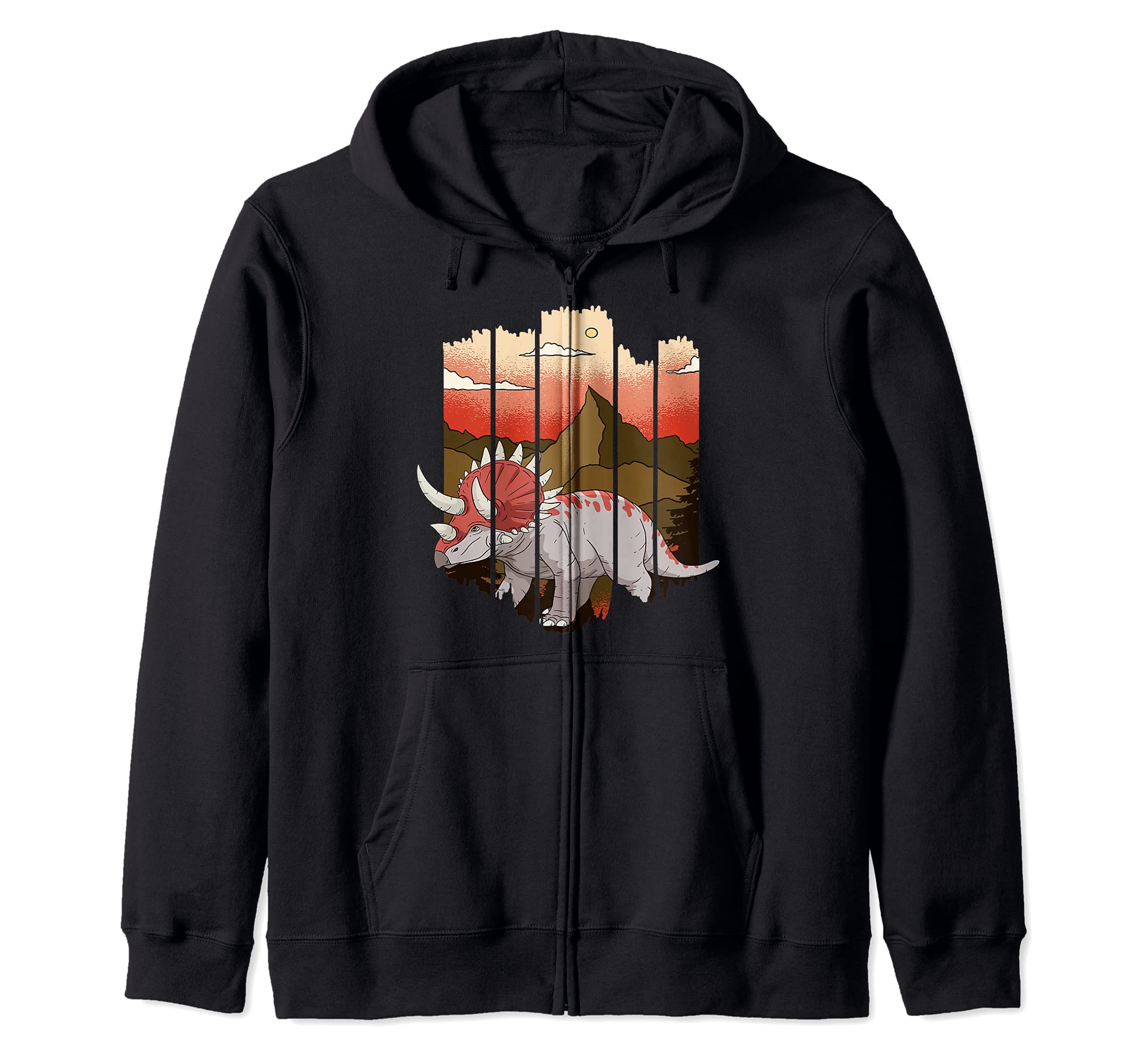 triceratops Dinosaur Vintage Saurus Zip Hoodie