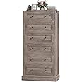 FACBOTALL 6 Drawer Dresser, 56'' Tall Dresser with Mental Double Handles, Chest of Drawers for Hallway Living Room, Wash Gray